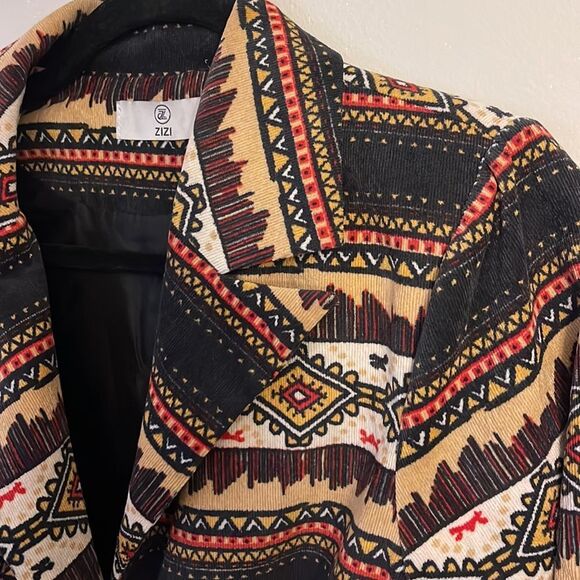 ZIZI Aztec print corduroy blazer medium Aspen Western - Picture 8 of 13